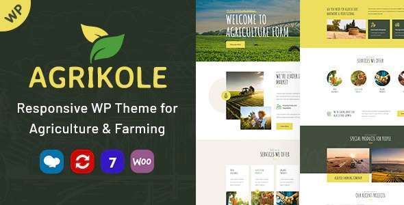Agrikole – 农业自适应网站模板WordPress主题 – v1.14