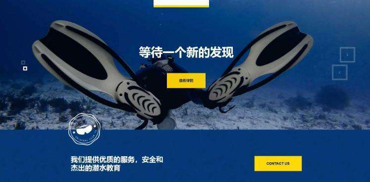 大气潜水俱乐部服务公司网站PbootCMS模板