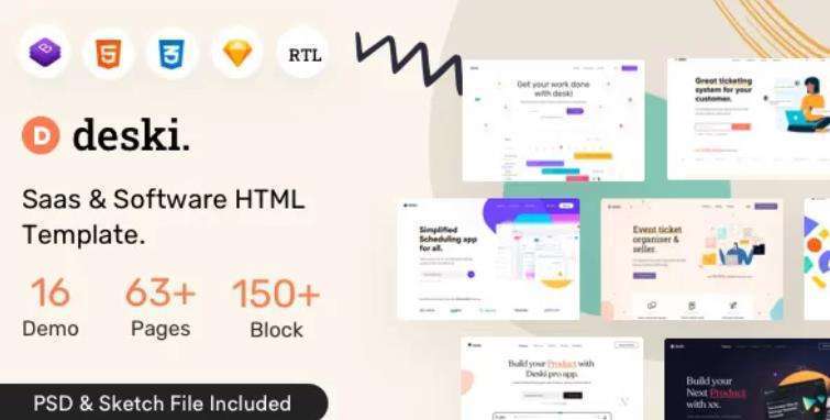 Deski – Saas & 软件开发APP应用程序HTML模板