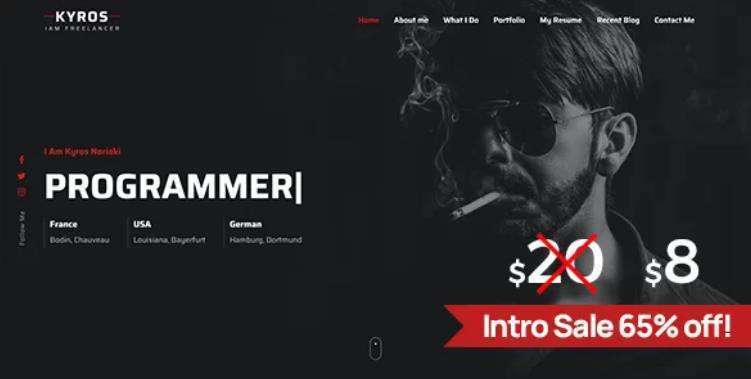 Kyros – 创意专业个人作品展示网站HTML模板