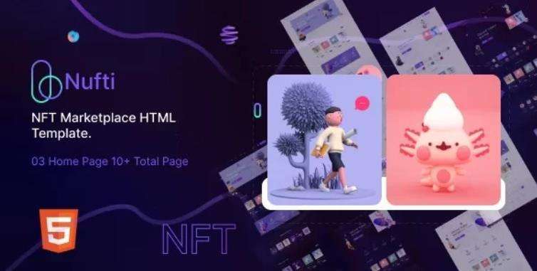 Nufti – NFT 数字作品交易市场网站HTML模板