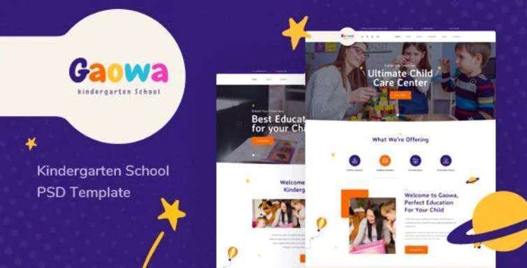 Gaowa – 幼儿园学校PSD模板