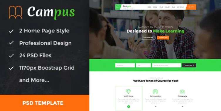 Campus – 学校培训教育PSD模板