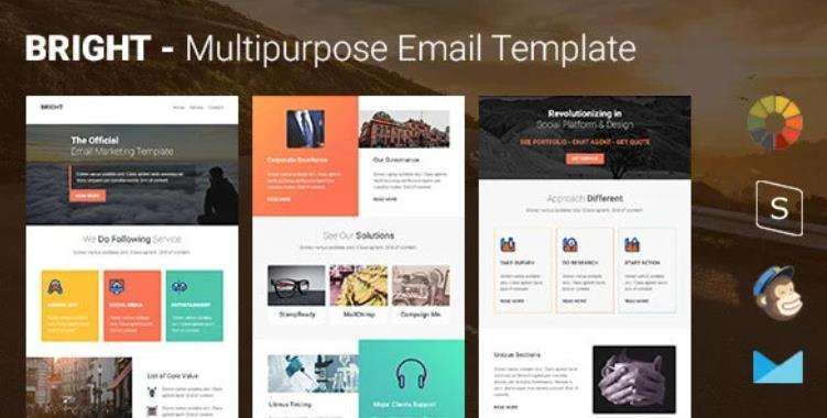 Bright – 多用途响应式电子邮件模板stamprady和Mailchimp构建器