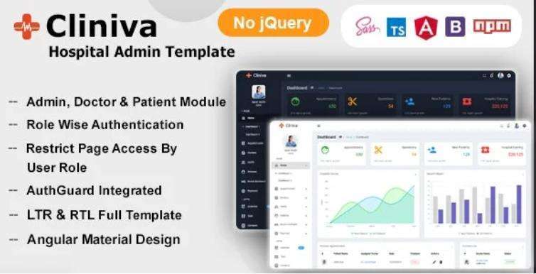 Cliniva Hospital – Angular 13 + 医生诊所医疗管理仪表板模板 – v7.1.0