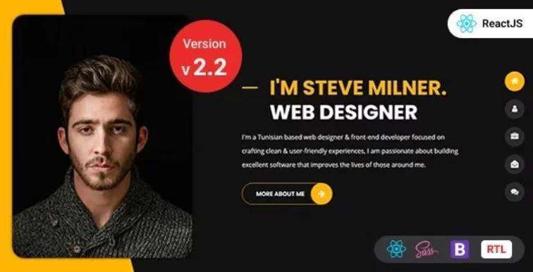 Tunis- 个人简历作品展示网站React模板 – v2.2