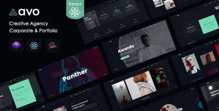 Avo – 创意作品轮播展示网站React模板