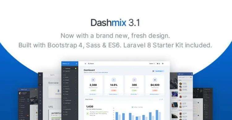 Dashmix – Bootstrap 4管理仪表板模板Laravel 8入门套件 – v5.4