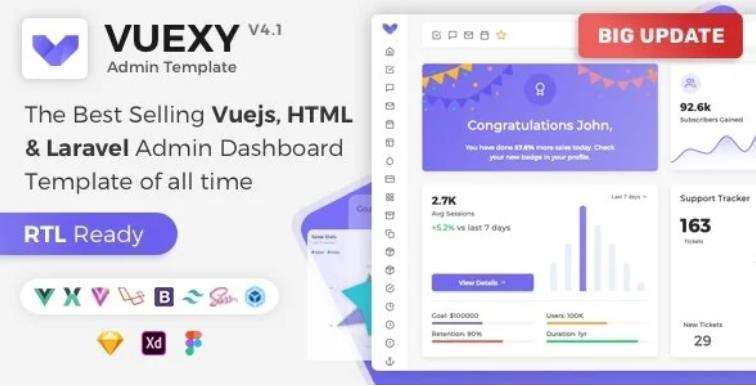 Vuexy – Vuejs/Laravel后台管理仪表板HTML模板 – v8.2.1