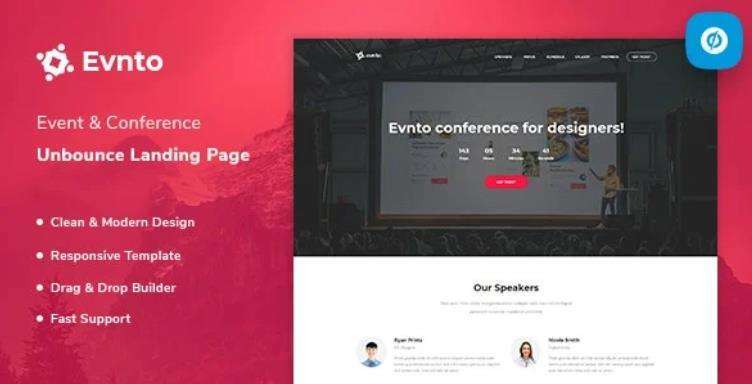 Evnto – 活动和会议Unbounce着陆页模板