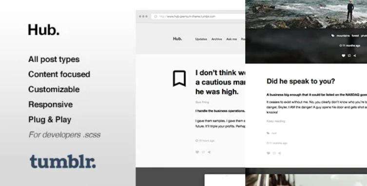 Hub – 单栏简约风格博客Tumblr主题 – v1.0.13