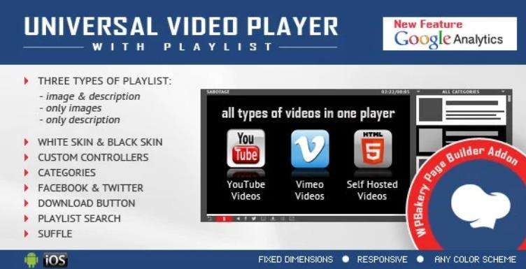 Universal Video Player for WPBakery Page Builder 响应式视频播放器插件 – v3.1.1