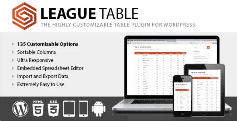 League Table 响应式表格表单插件 – v2.17