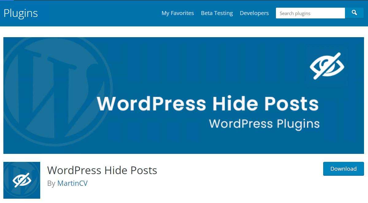 WordPress Hide Posts 帖子在分类分区页面中隐藏插件