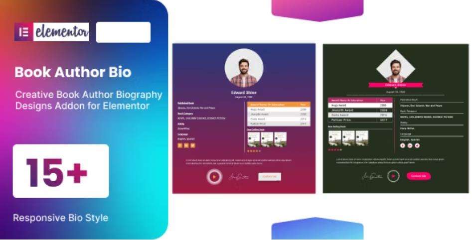 Book Author Bio addon for elementor – 轻量级作者信息框插件