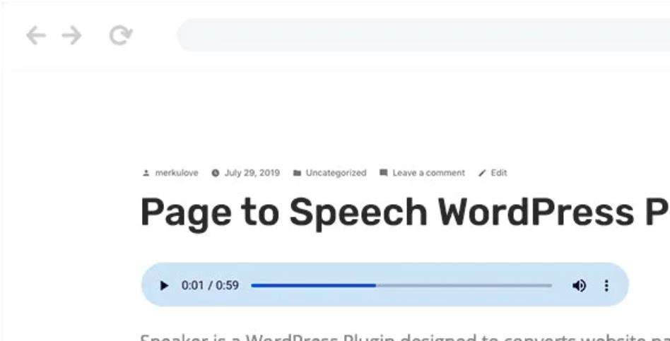 Speaker – 页面文本转换语音WordPress插件 – v3.3.10