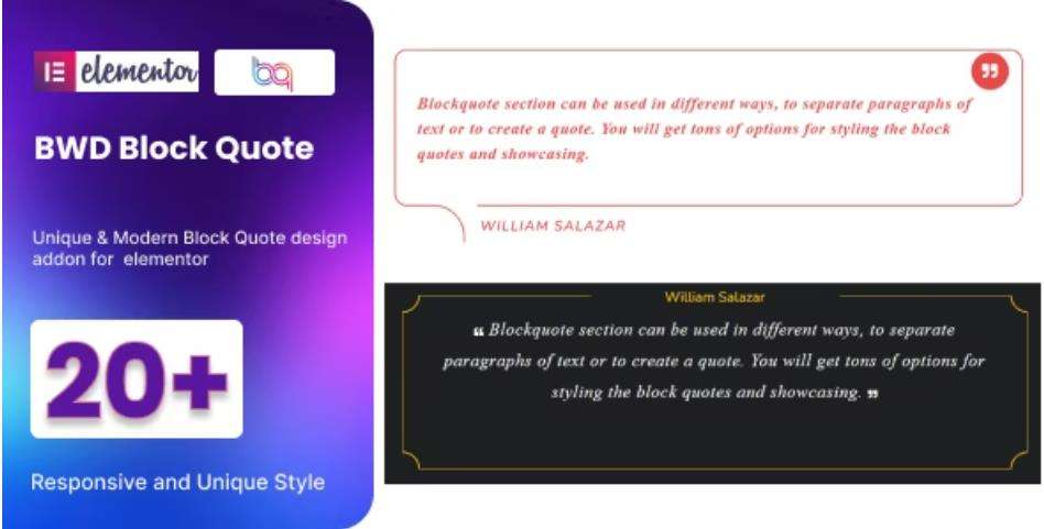 Block Quote addon for elementor – 引用模块插件