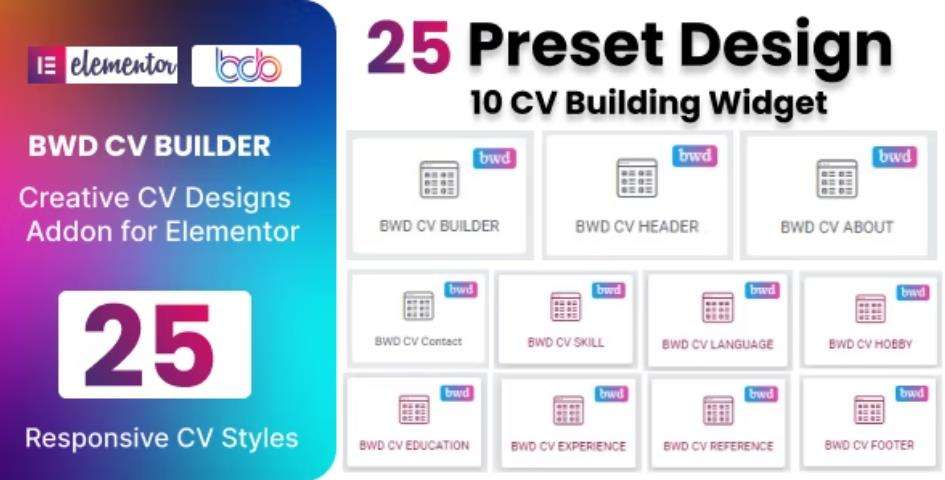 CV Builder plugin for elementor – 个人简历卡片插件