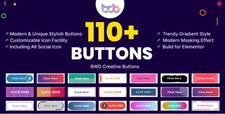 BWD creative buttons elementor addon – 可视化按钮插件