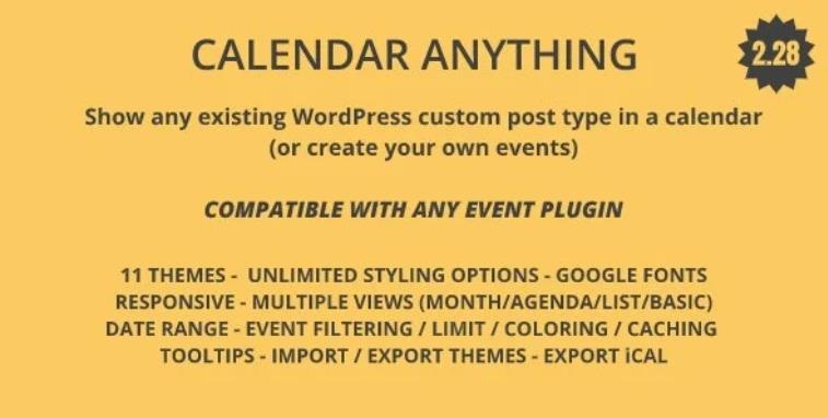 Calendar Anything – 日历中显示任何 WordPress 自定义文章类型 – v2.30