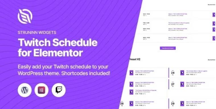 Struninn – Twitch Schedule Elementor Widget 小工具