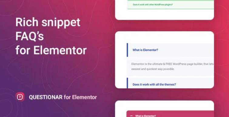 Questionar – FAQ 帮助模块折叠选项卡Elementor插件 – v1.0.5