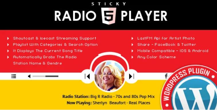 Sticky Radio Player WordPress Plugin – 悬浮HTML5收音机播放器插件 – v3.3.2