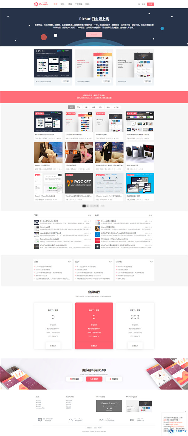 iDownsV1.8.4站长素材下载类WordPress主题模板