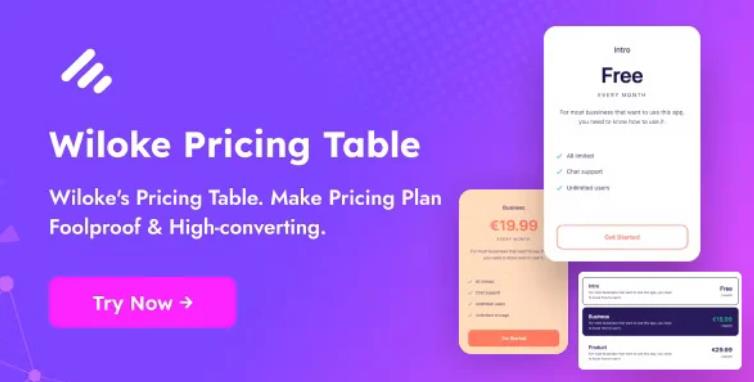 Wiloke Pricing Table Addon For Elementor – 创意可视化价格定价表插件