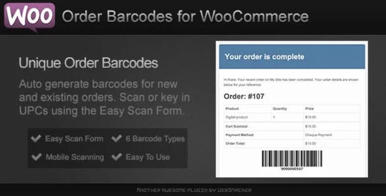 Order Barcodes for WooCommerce 订单生产条形码QR二维码插件 – v2.9