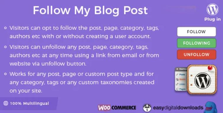 Follow My Blog Post 关注博客WordPress插件 – v2.1.2