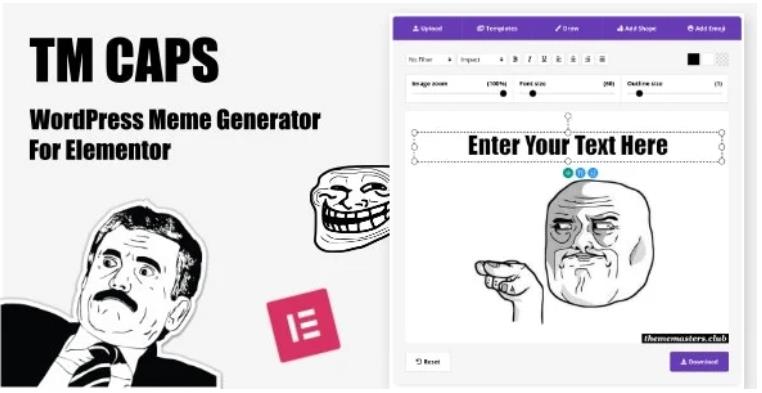 TM CAPS – 可视化 Meme 头像生成器 Elementor 扩展插件 – v1.2