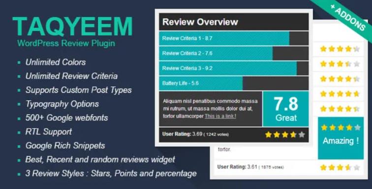 Taqyeem – WordPress 评价点评插件 – v2.6.5