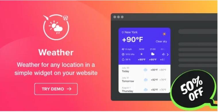 Weather Forecast – 天气预报小工具WordPress插件 – v1.3.1