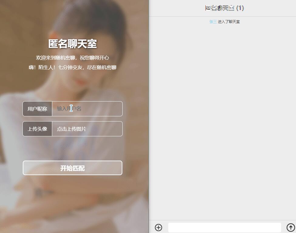 nodejs + vue在线匿名多人交友聊天室源码