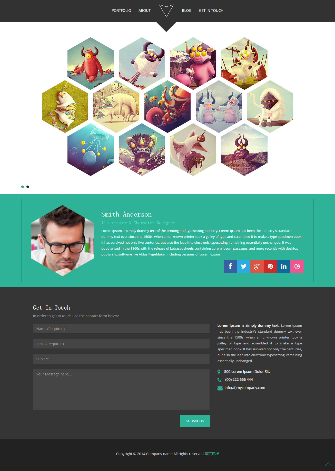 HTML5英文响应式卡通设计师个人简历模板