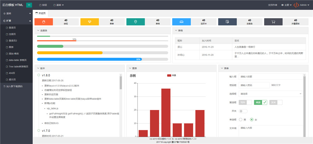 layui框架vip-admin后台模板v1.8.0
