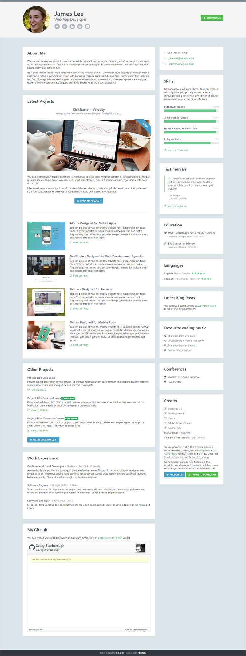 H5自适应个人介绍简历模板