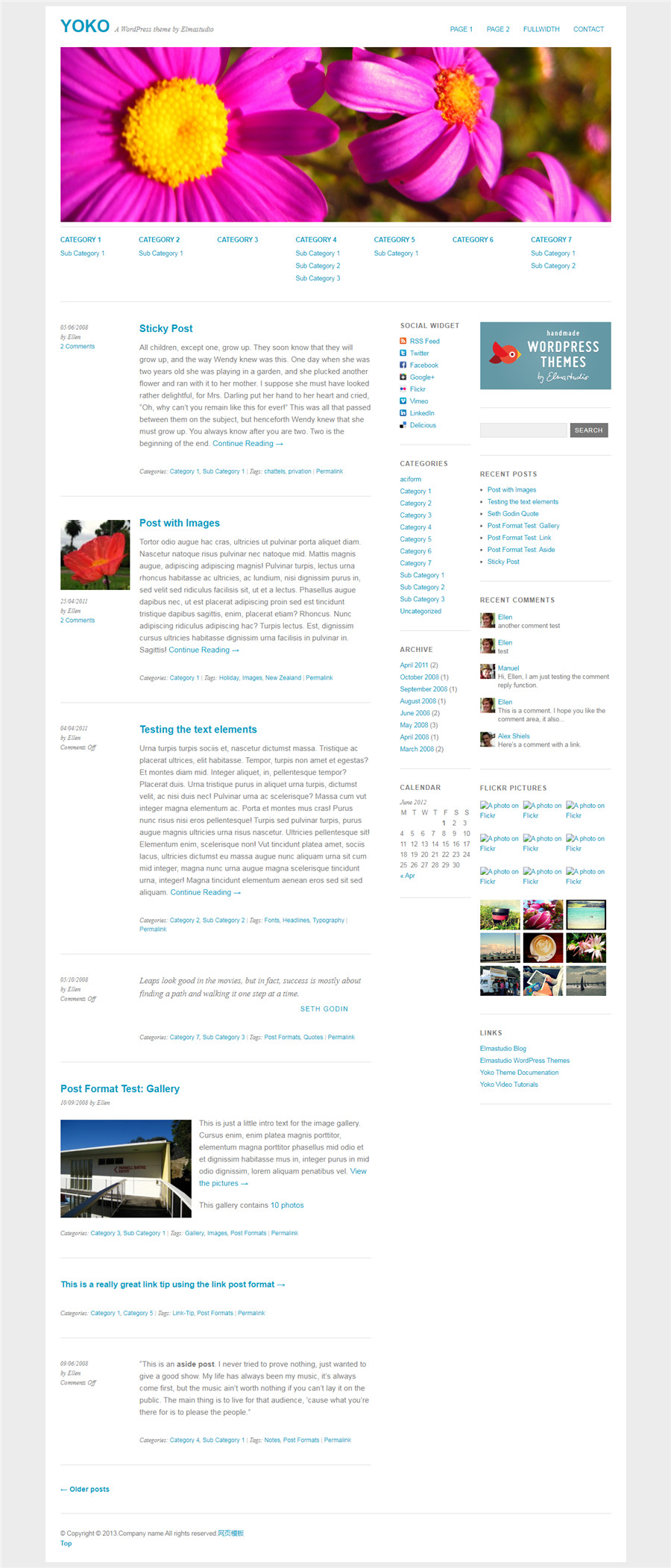 html白色响应式个人博客模板