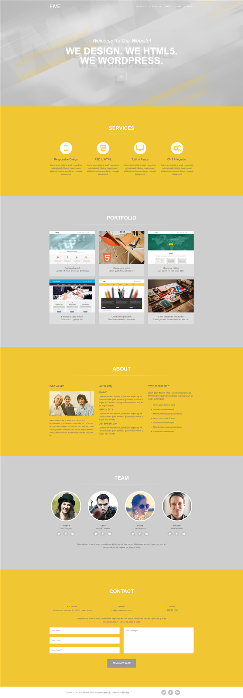 bootstrap响应式英文工作室简介模板