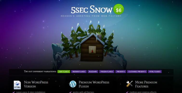 5sec Snow – 圣诞节雪花wordpress插件 – v1.7.0
