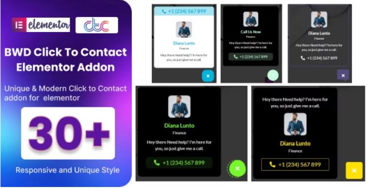 Click To Contact Addon For Elementor – 客服按钮联系我们插件