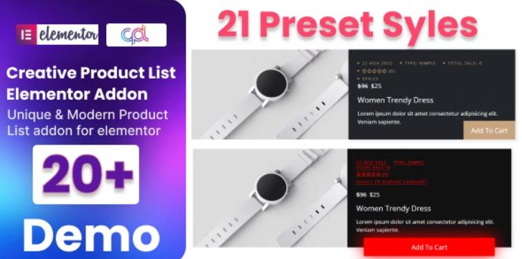 WooCommerce Product List Addon For Elementor – 产品列表Elementor插件
