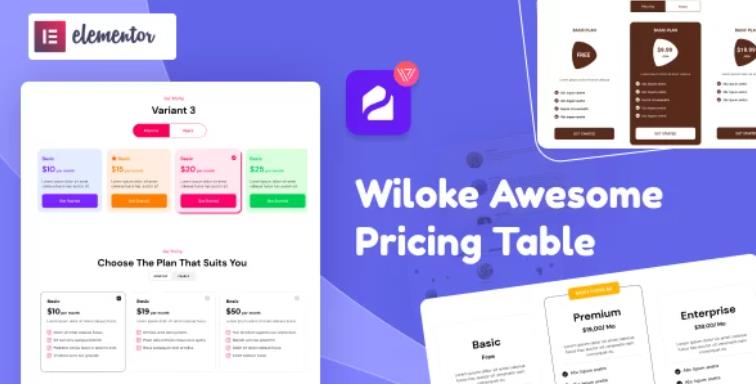 Wiloke Awesome Pricing Table for Elementor – 单价表价格表单插件 – v1.0.2.4