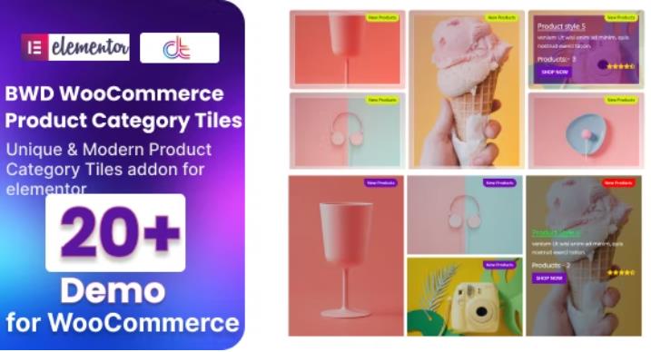WooCommerce Product Category Tiles Addon For Elementor – 产品分类列表插件