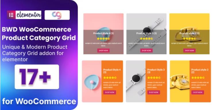 WooCommerce Product Category Grid Addon For Elementor – 产品分类列表插件