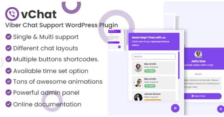 vChat – Viber Chat Support 在线客服WordPress插件