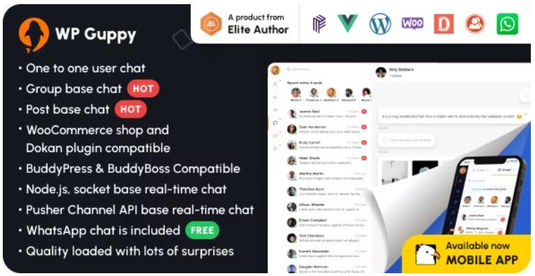 WP Guppy Pro – WooCommerce和BuddyPress实时聊天客服插件 – v4.0