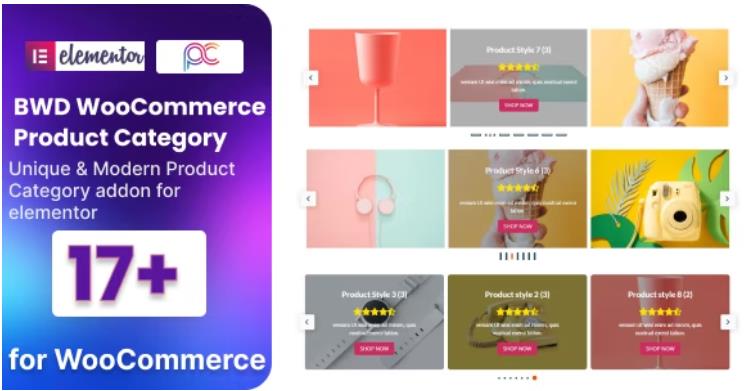 WooCommerce Product Category Carousel For Elementor – 产品分类列表展示插件