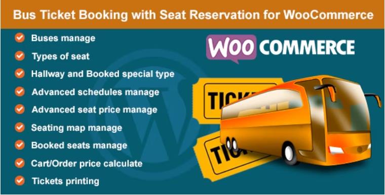 Bus Ticket Booking with Seat Reservation for WooCommerce – 预订巴士票并预订座位插件 – v1.6